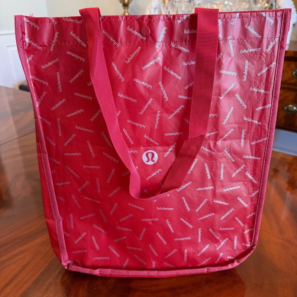 NEW Lululemon Large Reusable Shopper Bag Red Logo Print